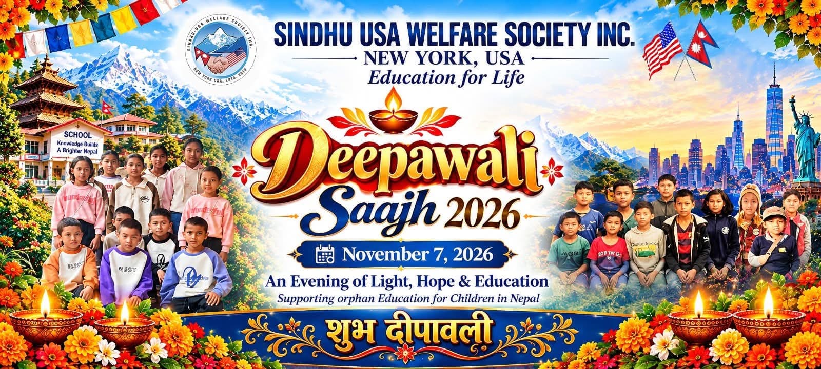 Deepawali Saajh 2026 on November 7: an evening of light, hope and education supporting orphan children in Nepal